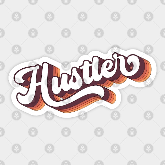 Retro 70s Groovy 3D Lettering Hustler Sticker by Inspire Enclave